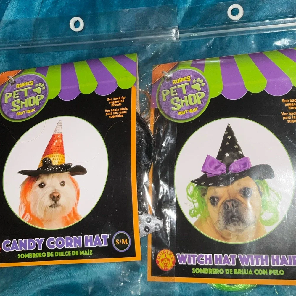 Rubie's Pet Shop Candy Corn and Witch Hat with neon color hair NEW